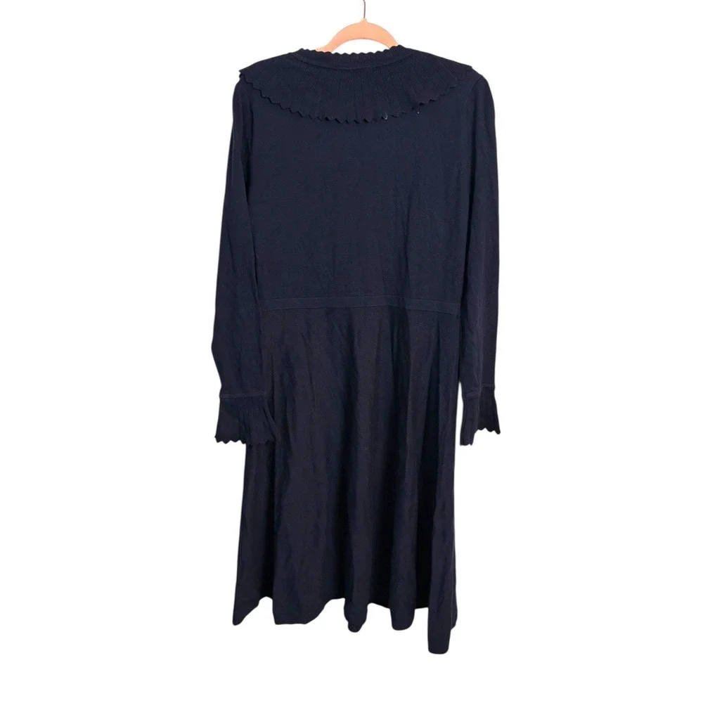 Boden Abercorn Navy Blue Collar Knit Sweater Dress Ruffle Cuffs NWT Wool Blend12 - Picture 11 of 13